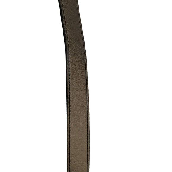 Vintage 80\'s Belt Leather Bronze Ornate Fold Hook Loop Black Buckle Gothic M 34\